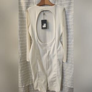 Missguided Cream Long-Sleeve Dress